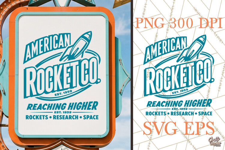 Retro Rocket Company SVG PNG Atomic Age Space example image 1
