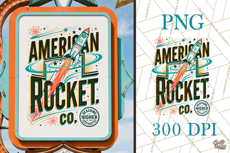 Retro Atomic Age Rocket Company PNG