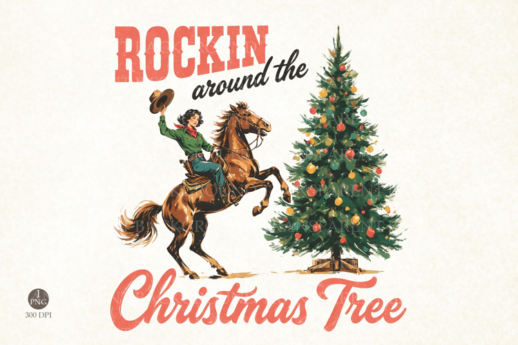 Rockin around the Christmas tree PNG, Western Christmas