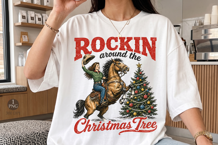 Rockin Around The Christmas Tree PNG,Western Cowgirl Shirt