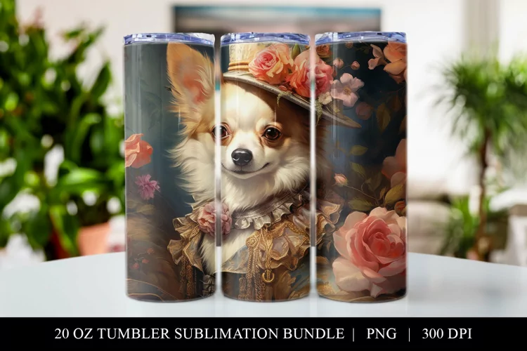 20 oz Dog Skinny Tumbler Sublimation Design PNG