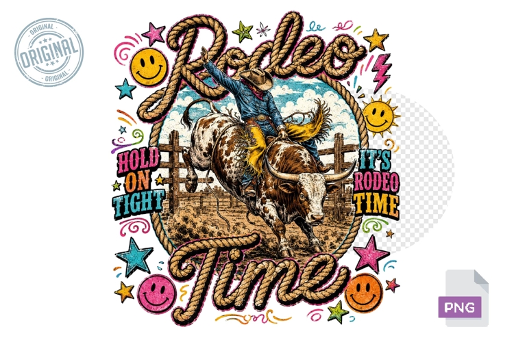 Rodeo PNG Rodeo Time Cowboy, Hold On Tight Western Summer Sh