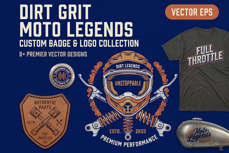 Vintage Motocross Dirt Bike Badge Bundle T-Shirt EPS Designs