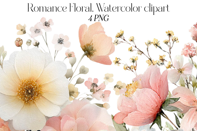 Romance Floral, Watercolor clipart