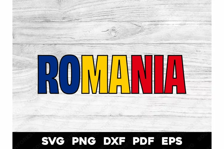 Romania Country Name Flag Design SVG PNG DXF EPS PDF