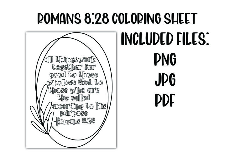 Romans 8:28 Christian Coloring Sheet example image 1