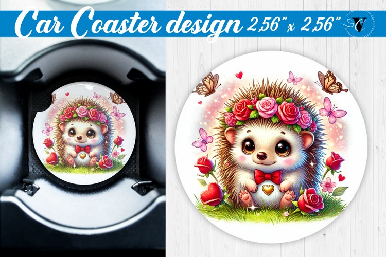 Car Coaster | Romantic Animal | Hedgehog example image 1