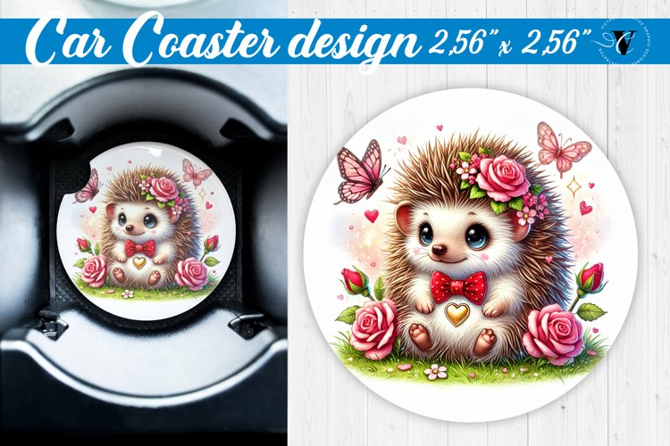 Car Coaster | Romantic Animal | Hedgehog example image 1