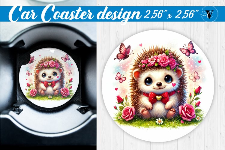 Car Coaster | Romantic Animal | Hedgehog example image 1