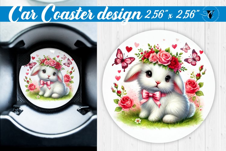 Car Coaster | Romantic Animal | Rabbit example image 1