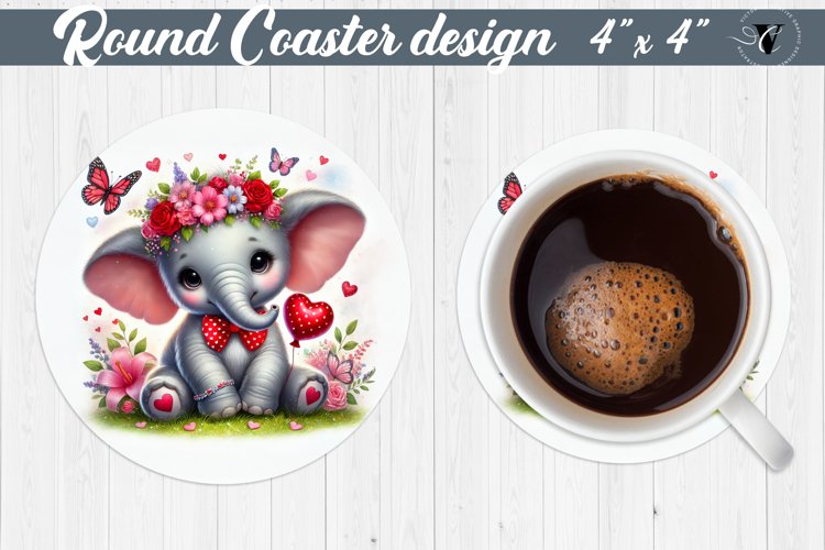 Round Coasters | Romantic Animal | Elephant