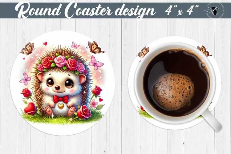 Round Coasters | Romantic Animal | Hedgehog