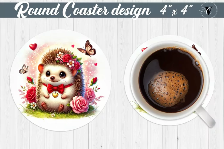 Round Coasters | Romantic Animal | Hedgehog