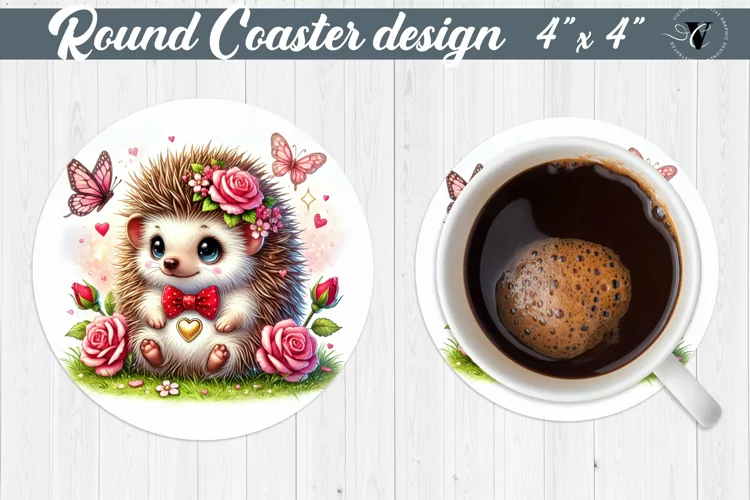 Round Coasters | Romantic Animal | Hedgehog