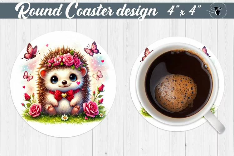 Round Coasters | Romantic Animal | Hedgehog