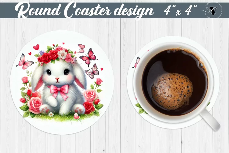 Round Coasters | Romantic Animal | Rabbit