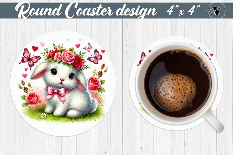 Round Coasters | Romantic Animal | Rabbit