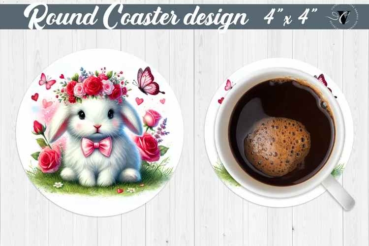 Round Coasters | Romantic Animal | Rabbit