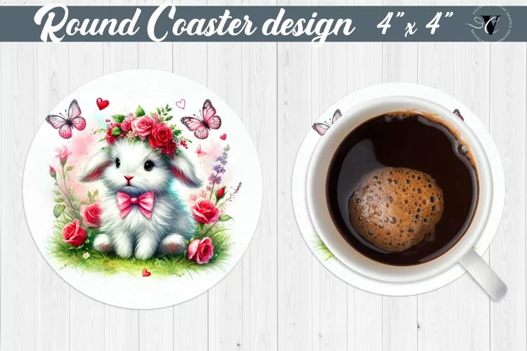 Round Coasters | Romantic Animal | Rabbit