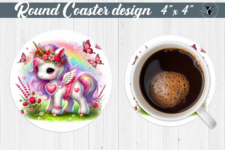 Round Coasters | Romantic Animal | Unicorn