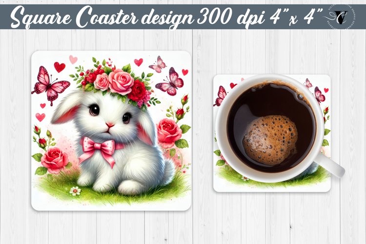 Square Coasters | Romantic Animal | Rabbit