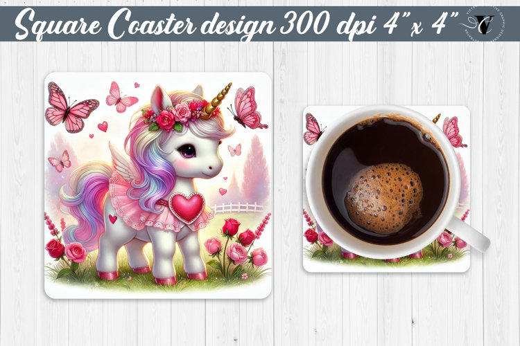 Square Coasters | Romantic Animal | Unicorn