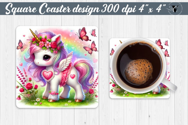 Square Coasters | Romantic Animal | Unicorn