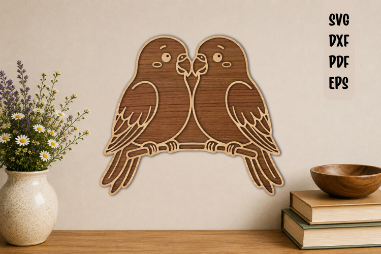 Romantic Birds Laser Cut File | Love Birds Wall Art SVG