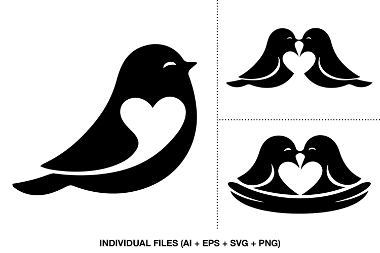 Romantic Birds SVG, Love Birds Silhouette, Valentines SVG