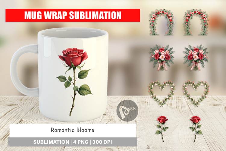 Romantic Blooms Floral Mug Wrap