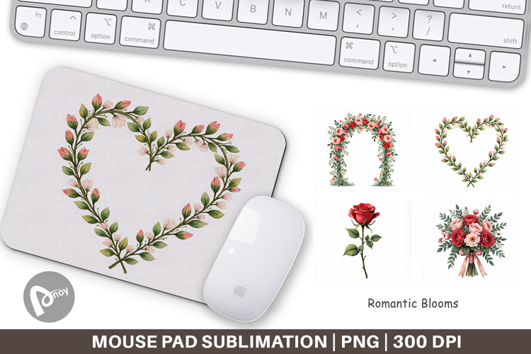 Romantic Blooms Floral Mouse Pad