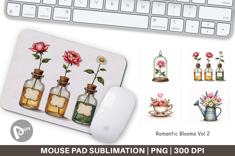 Romantic Blooms Floral Mouse Pad