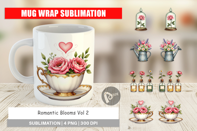 Romantic Blooms Floral Mug Wrap
