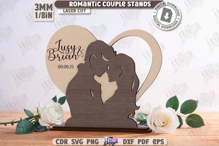 Layered Romantic Couple Stand Laser Cut|Valentines Day SVG