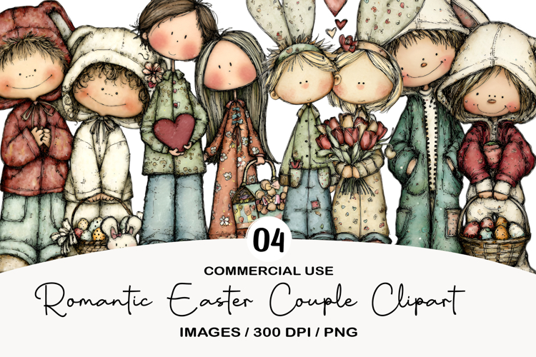 Romantic Easter Couple Clipart