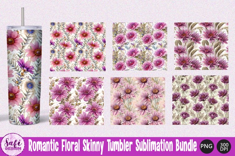 Romantic Floral Skinny Tumbler Sublimation Bundle