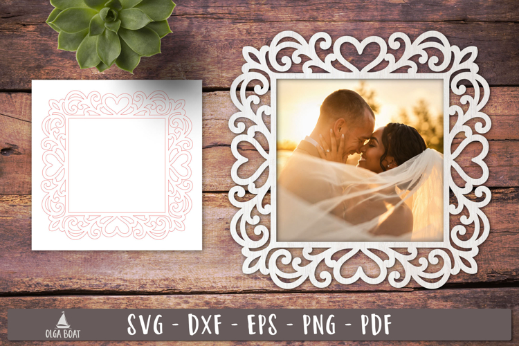 Romantic Heart Frame SVG Laser Cut