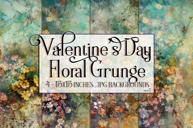 Valentine's Day, Grunge Floral Style 15x15 Backgrounds, s1