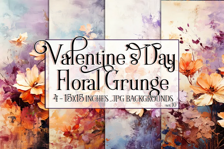 Valentine's Day, Grunge Floral Style 15x15 Backgrounds, s10