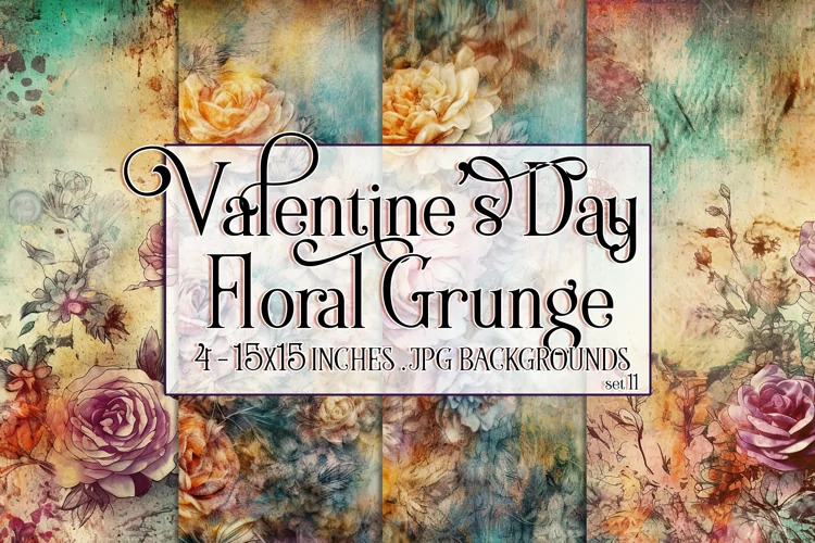 Valentine's Day, Grunge Floral Style 15x15 Backgrounds, s11
