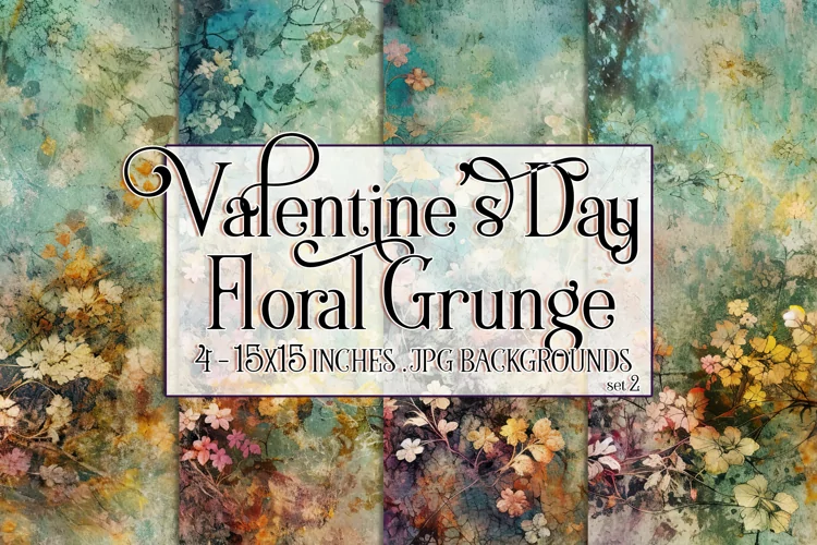 Valentine's Day, Grunge Floral Style 15x15 Backgrounds, s2
