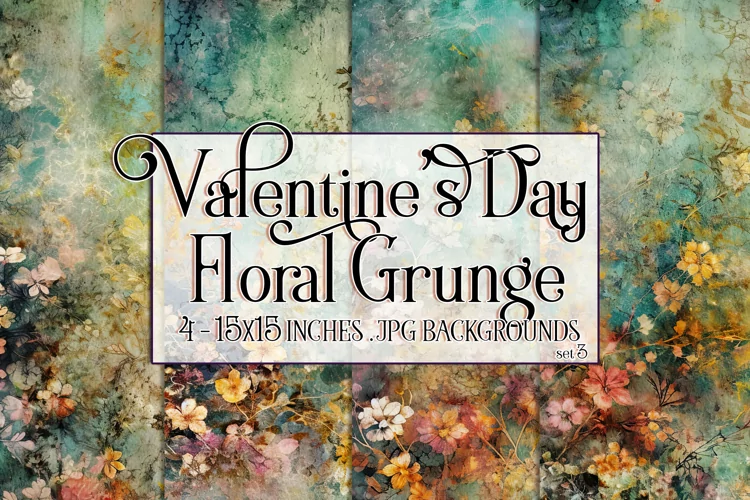 Valentine's Day, Grunge Floral Style 15x15 Backgrounds, s3