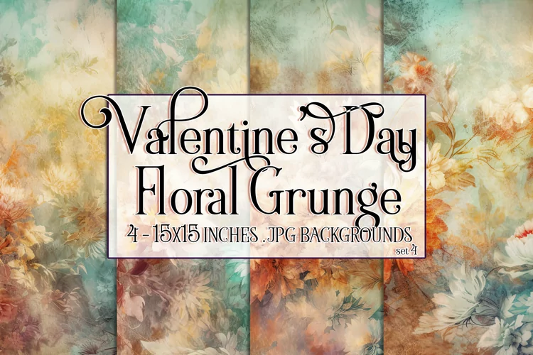 Valentine's Day, Grunge Floral Style 15x15 Backgrounds, s4