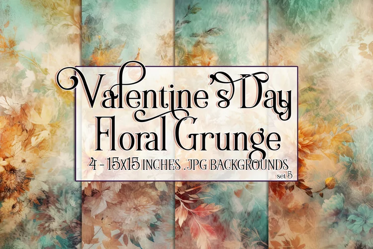 Valentine's Day, Grunge Floral Style 15x15 Backgrounds, s5