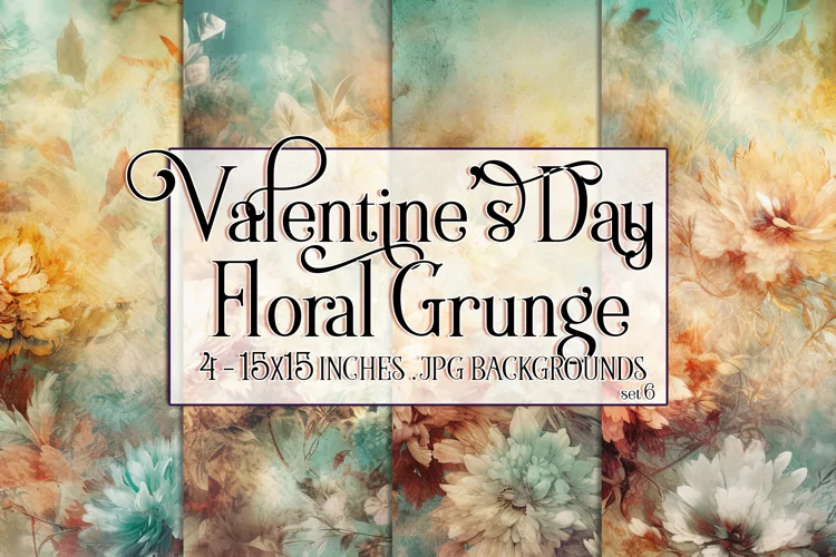 Valentine's Day, Grunge Floral Style 15x15 Backgrounds, s6