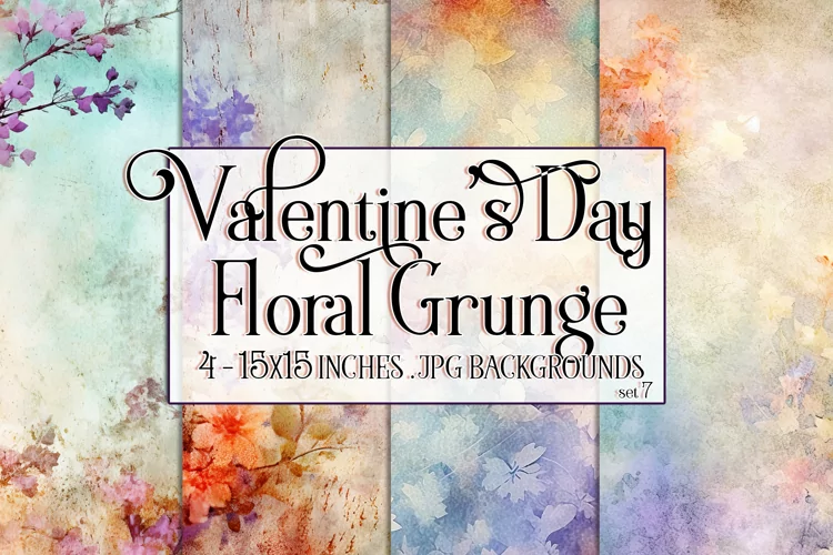 Valentine's Day, Grunge Floral Style 15x15 Backgrounds, s7