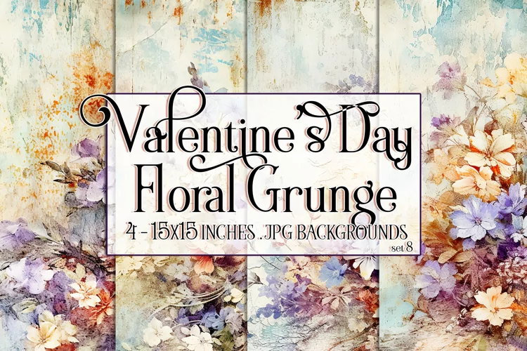 Valentine's Day, Grunge Floral Style 15x15 Backgrounds, s8