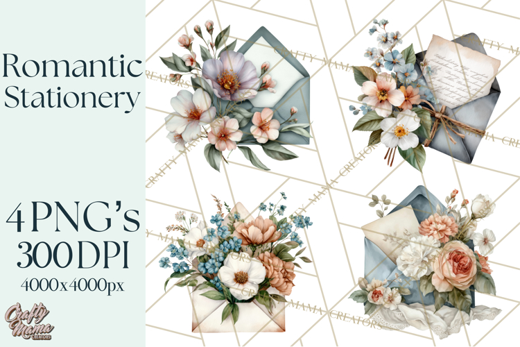 Romantic Letter Clipart, Love Notes Clip Art PNG, Floral