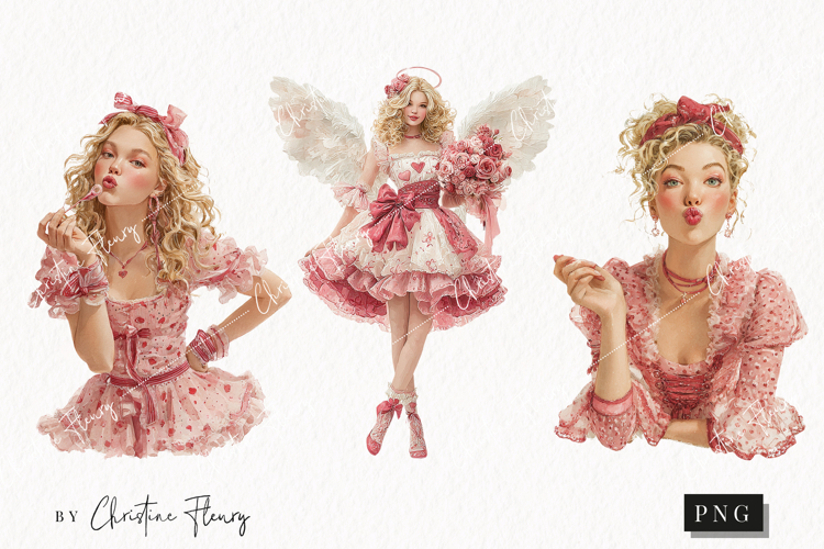 Romantic Valentines Women Clipart | Valentines Day PNG