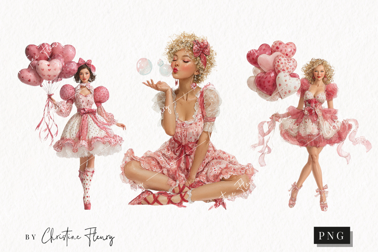 Romantic Valentines Women Clipart | Valentines Day PNG